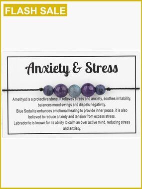 Natural Healing Crystal Quartz Bead Stretch Bracelet with Meaning Card